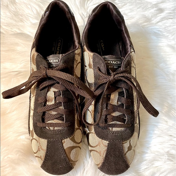 Coach Shoes - Women’s Coach Hilary Brown and Tan Sneaker Sz 7.5
